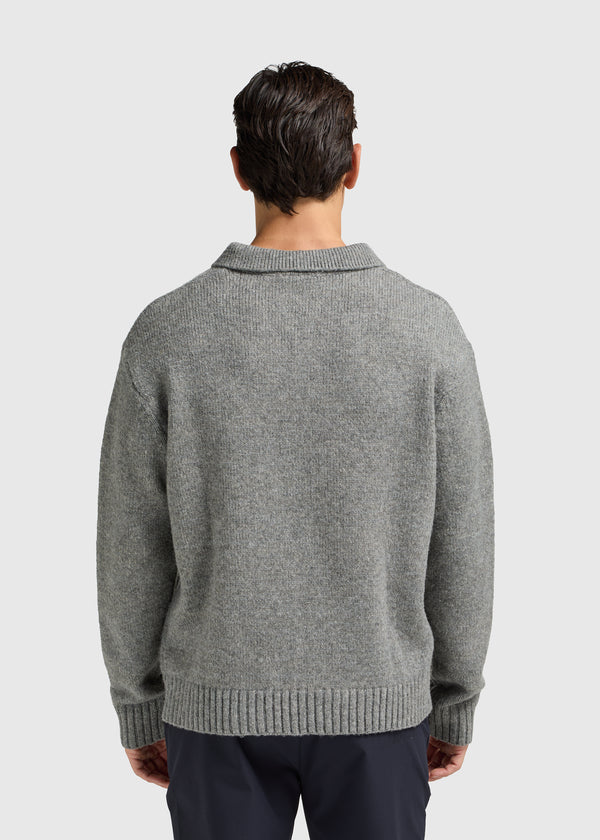 Heavy Knit Polo - Dark Grey