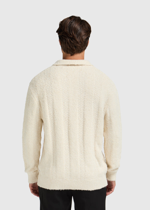 Jacquard Knit Polo - Ecru