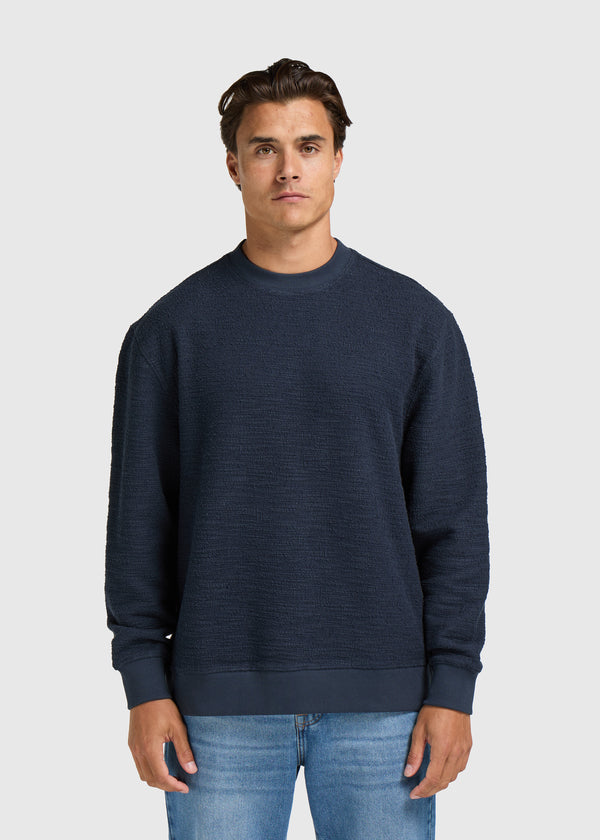 Bouclé Crewneck - Navy Blue