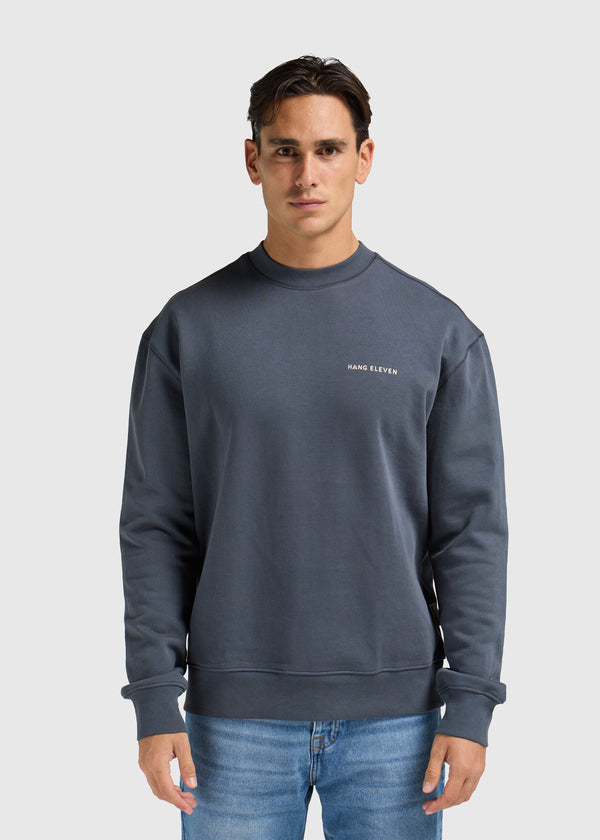 Floral Crewneck - Ombre Blue