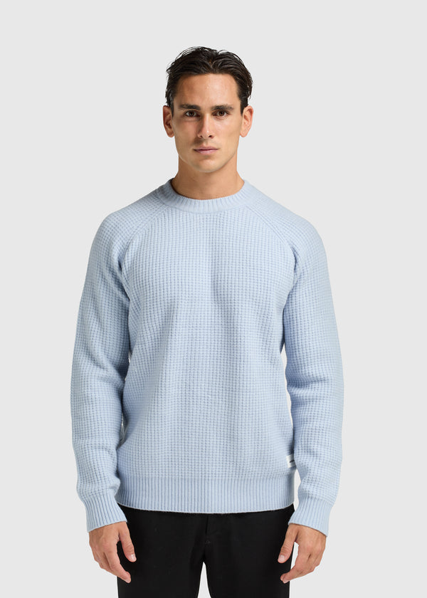 Soft Waffle Crewneck - Light Blue