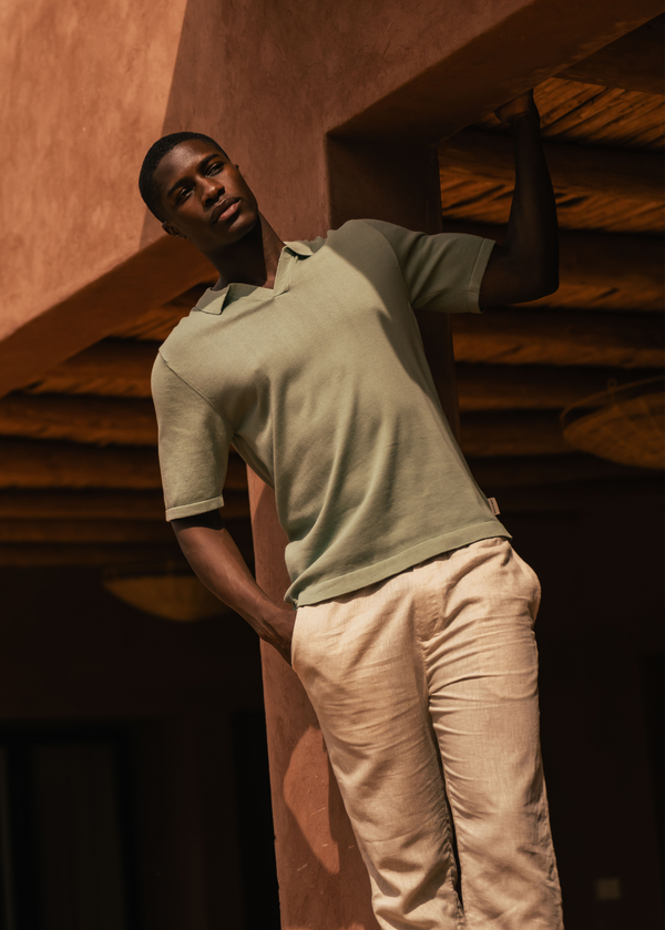 Knitted Polo - Sage Green