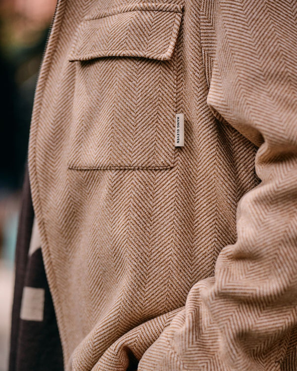 Herringbone Overshirt Zip - Camel
