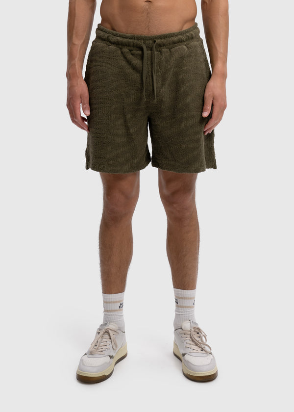Terry Jacquard Short - Olive Green