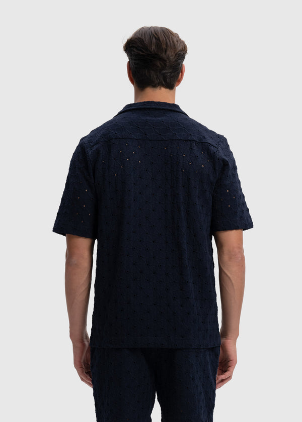 Crochet Sunrise Shirt - Navy