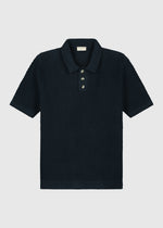The Crochet Knit Polo - Navy