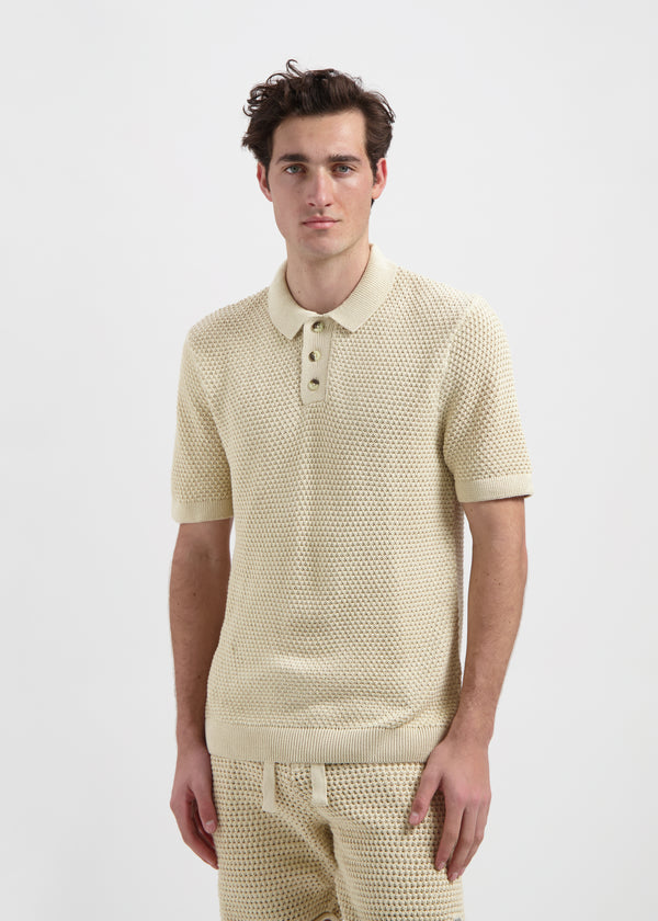 The Crochet Knit Polo - Sand