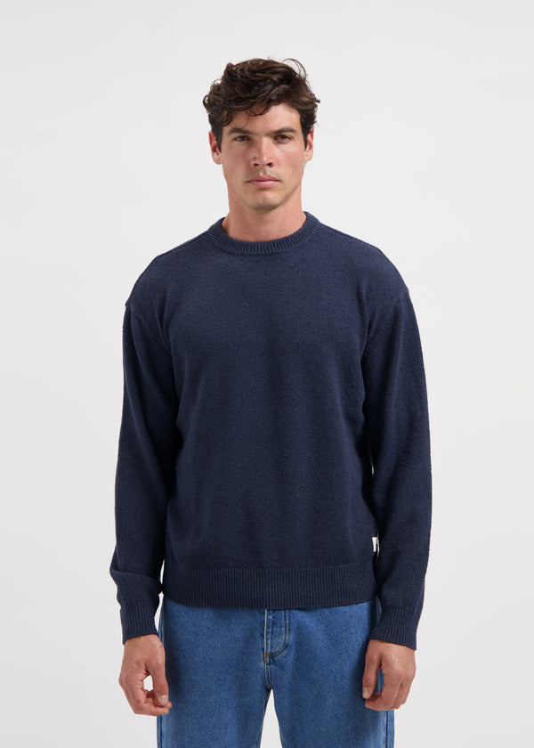 Loop Knit Crewneck - Navy Blue