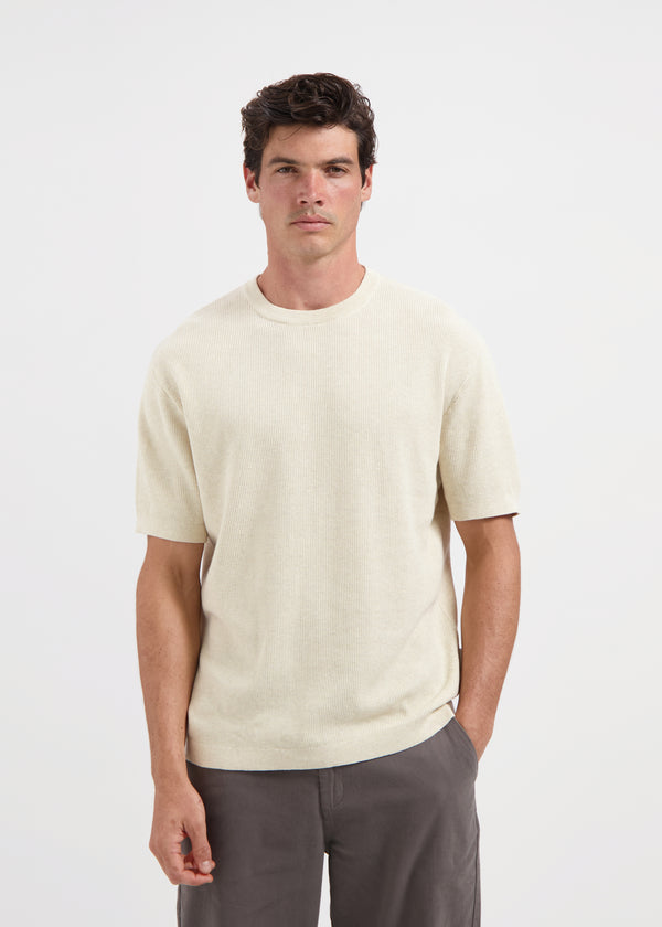 Waffle Knitted Tee - Sand