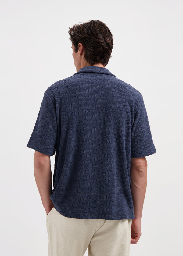 Terry Jacquard Shirt - Navy Blue