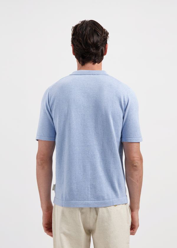 Knitted Polo - Light Blue Melange