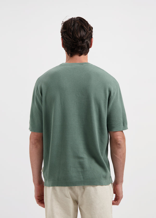 Waffle Knitted Tee - Sage Green