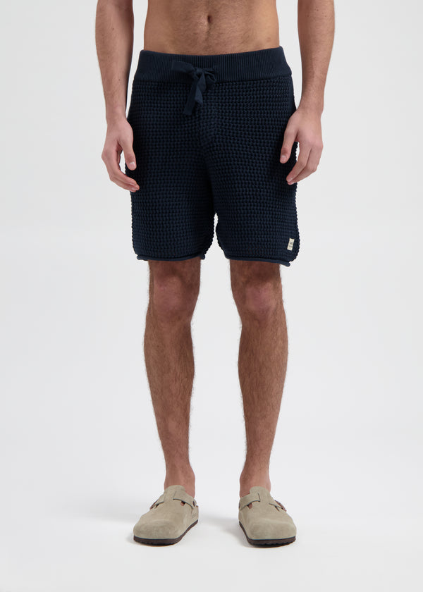 Crochet Knitted Short - Navy Blue
